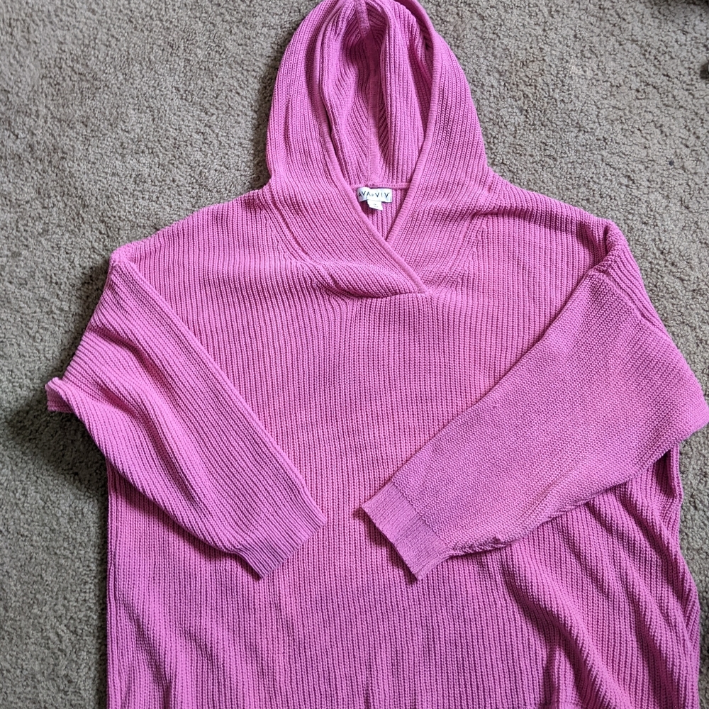 Soft Pink Knit Hoodie